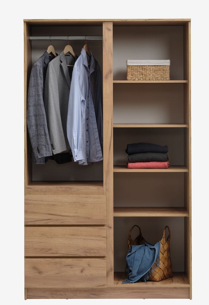 LIMFJORDEN Garderob LIMFJORDEN 120x200 kombi natur vildekfärgad