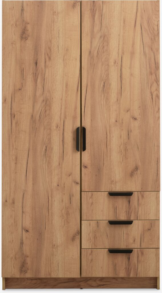 JENSLEV Garderob JENSLEV 96x176 2 dörrar 3 lådor natur vildekfärgad