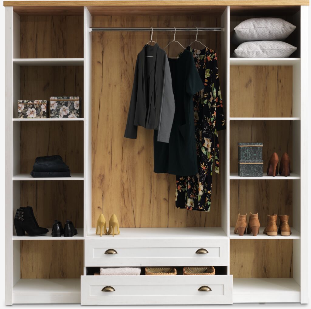 MARKSKEL Garderob MARKSKEL 212x210 vit/natur vildekfärgad