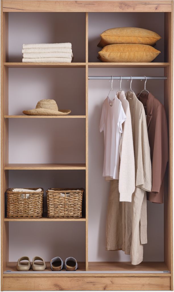 ODDER Garderob ODDER 120x201 2 skjutdörrar m/spegel ekfärgad