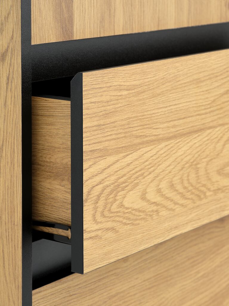 ODENSE Garderob ODENSE 120x210 3 dörrar 3 lådor varm ekfärgad