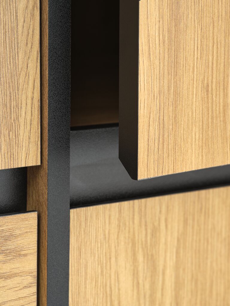 ODENSE Garderob ODENSE 179x210 5 dörrar 3 lådor varm ekfärgad