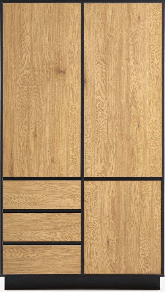 ODENSE Garderob ODENSE 120x210 3 dörrar 3 lådor varm ekfärgad