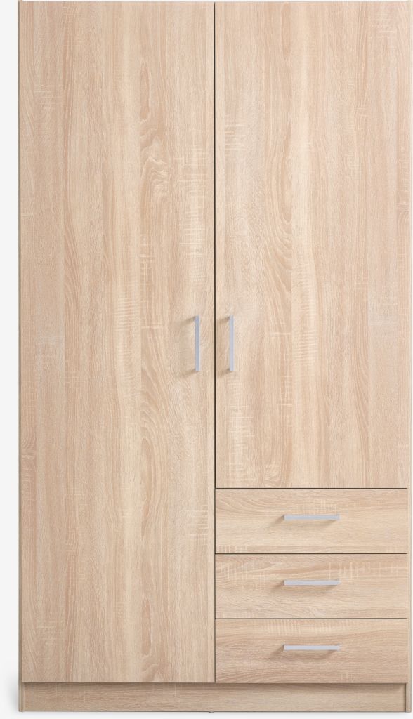 FANDRUP Garderob FANDRUP 97x176 2 dörrar 3 lådor ljus ekfärgad