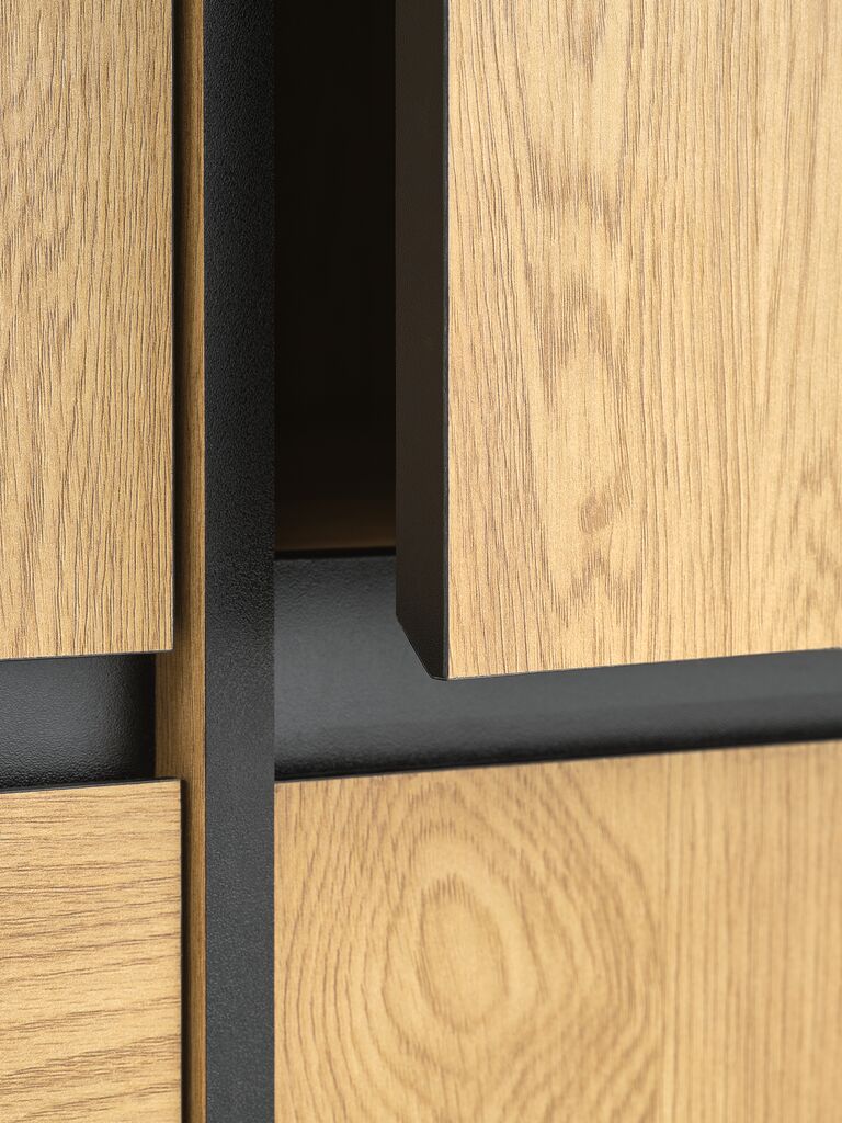 ODENSE Garderob ODENSE 120x210 3 dörrar 3 lådor varm ekfärgad