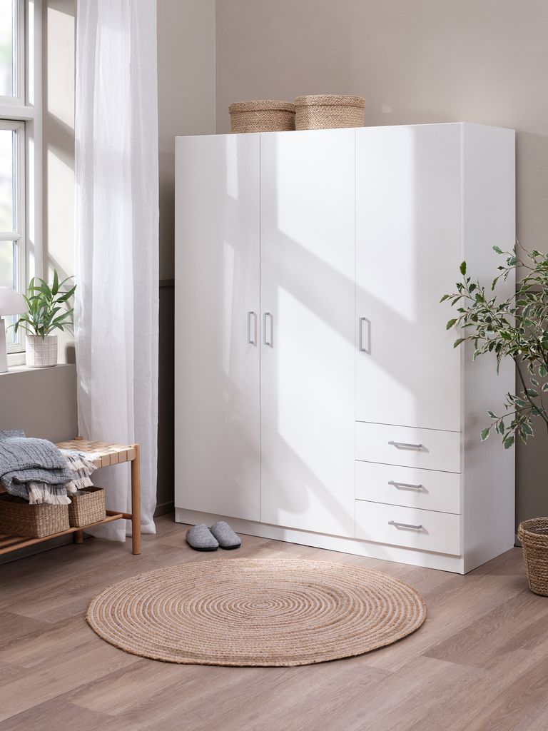 FANDRUP Garderob FANDRUP 145x176 3 dörrar 3 lådor vit