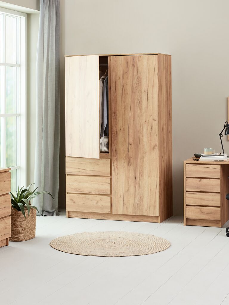 LIMFJORDEN Garderob LIMFJORDEN 120x200 kombi natur vildekfärgad