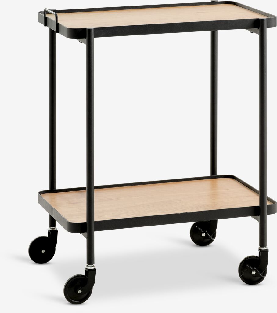 GANGSTED Rullbord GANGSTED 2 hyllor varm ekfärgat/svart
