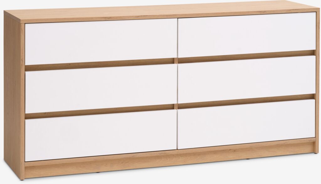 BILLUND Byrå BILLUND 3+3 lådor vit/natur ek