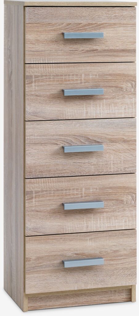 TAPDRUP Byrå TAPDRUP 5 lådor smal ljus ekfärgad