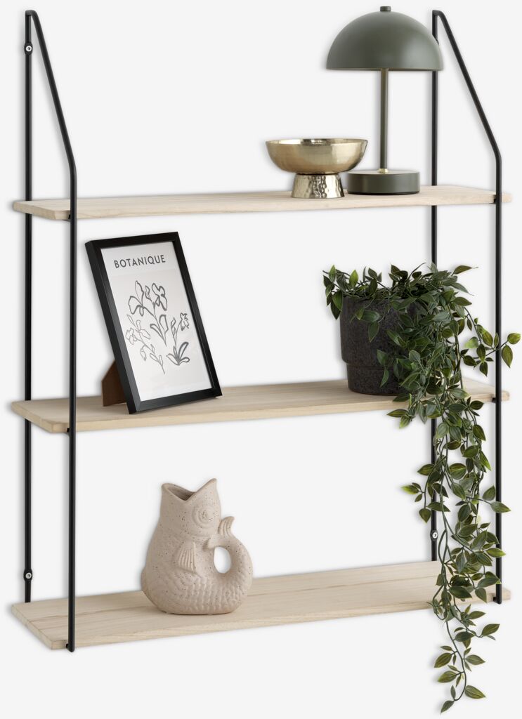 HEJLSMINDE Vägghylla HEJLSMINDE 3 hyllor svart/natur