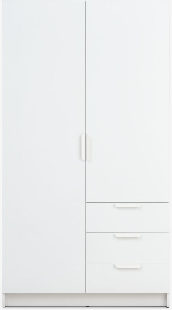 JENSLEV Garderob JENSLEV 96x176 2 dörrar 3 lådor vit