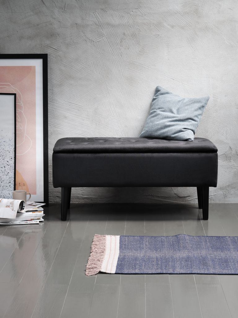 BADSTED Bänk BADSTED m/förvaring svart sammet/svart