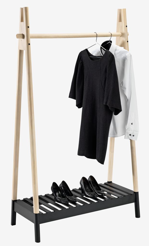 JENNET Klädstång JENNET m/skohylla natur/svart