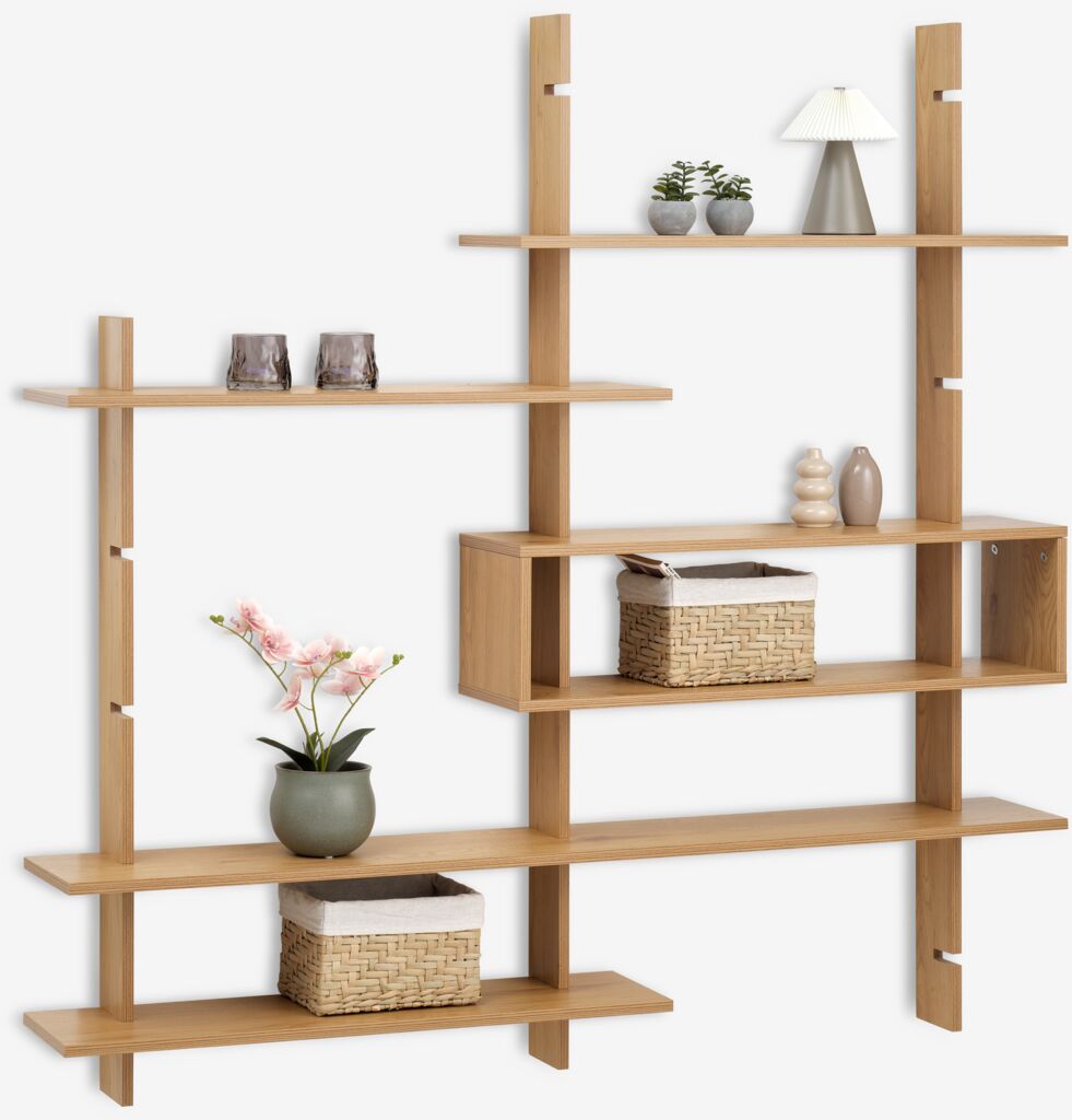 KARLEBY Hyllsystem KARLEBY 6 justerbara hyllor varm ekfärgat