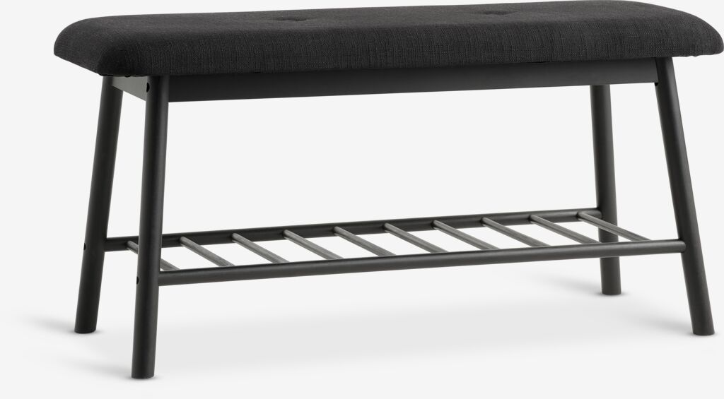 VANDSTED Bänk VANDSTED m/hylla svart tyg/svart