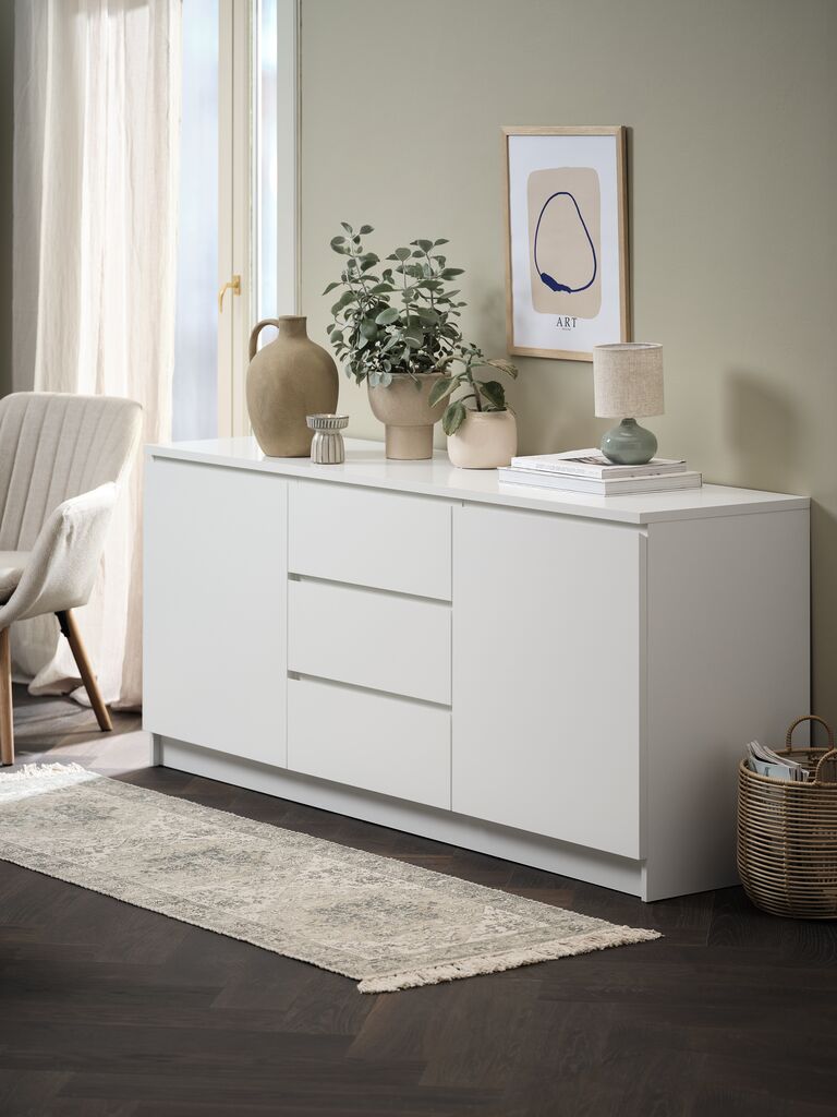 LIMFJORDEN Skänk LIMFJORDEN 2 dörrar 3 lådor vit