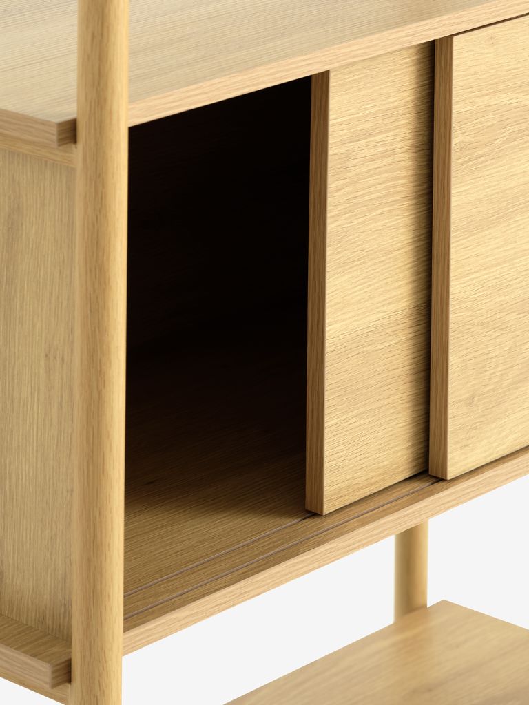 LINDVED Hyllenhet LINDVED 6 hyllor 2 dörrar natur ekfärgad