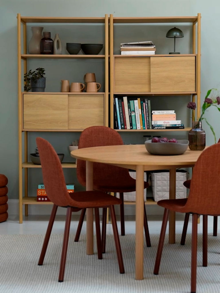 LINDVED Hyllenhet LINDVED 6 hyllor 2 dörrar natur ekfärgad