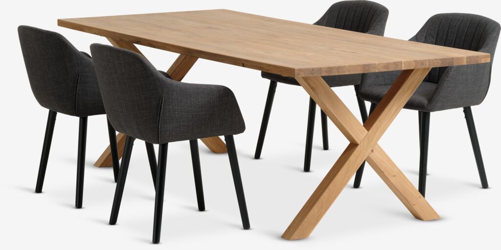 GRIBSKOV + ADSLEV GRIBSKOV L230 bord ek + 4 ADSLEV stol antracit