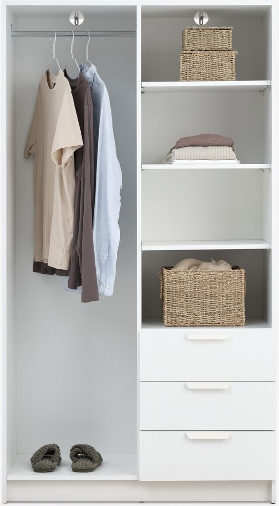 JENSLEV Garderob JENSLEV 96x176 2 dörrar 3 lådor vit