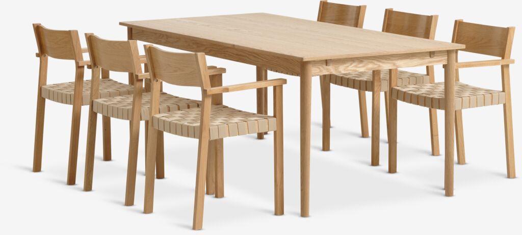 MARSTRUP + VADEHAVET MARSTRUP L190/280 bord natur ek + 4 VADEHAVET stol natur ek