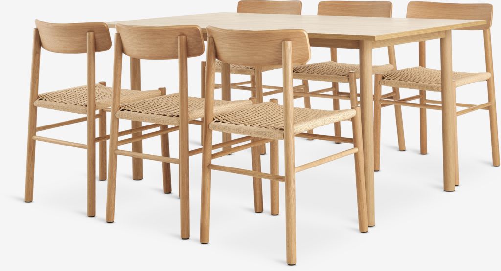 ALSTED + ISLEV ALSTED L160 bord natur ek + 4 ISLEV stol u/armstöd natur ek