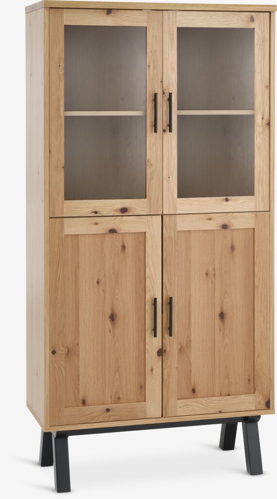 SANDBY Vitrinskåp SANDBY 2 dörrar natur ek/svart