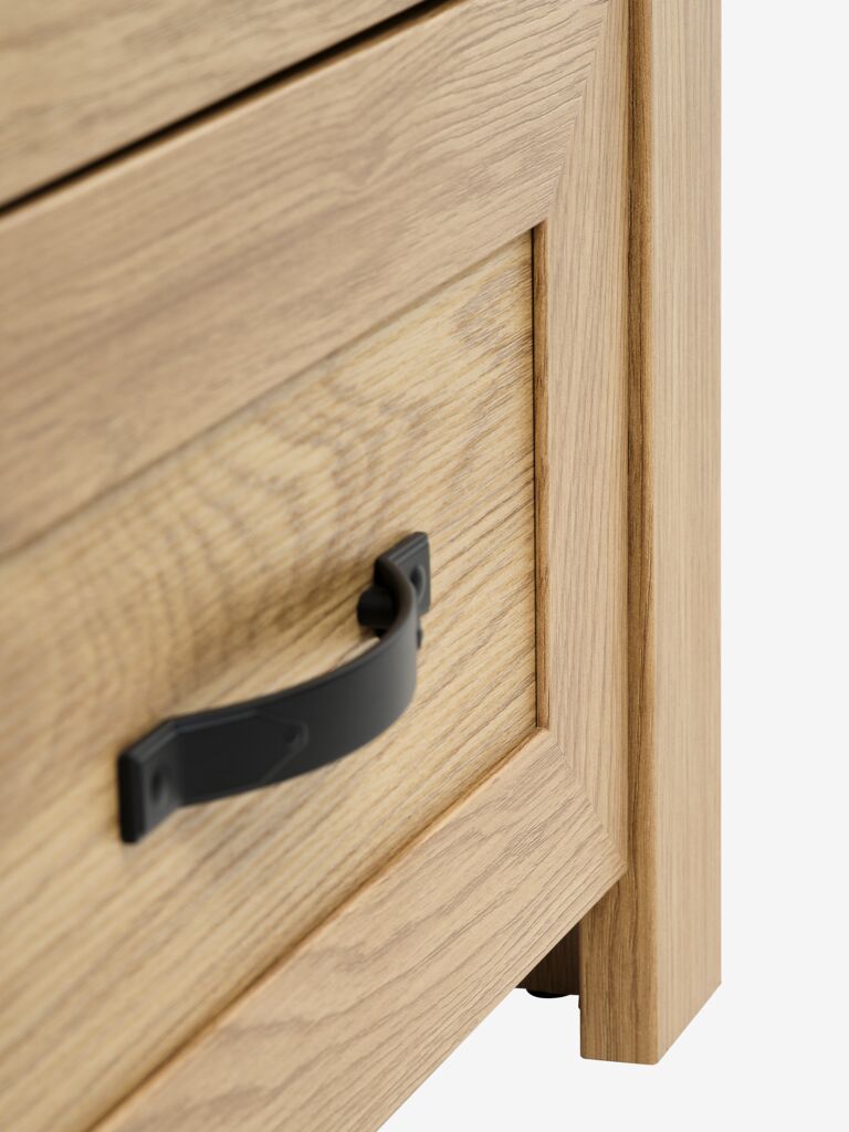 JUNGEN Vitrinskåp JUNGEN 2 glasdörrar 1 låda varm ekfärgat