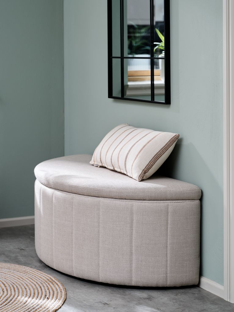 KAPPEL Bänk KAPPEL m/förvaring ljus sand tyg