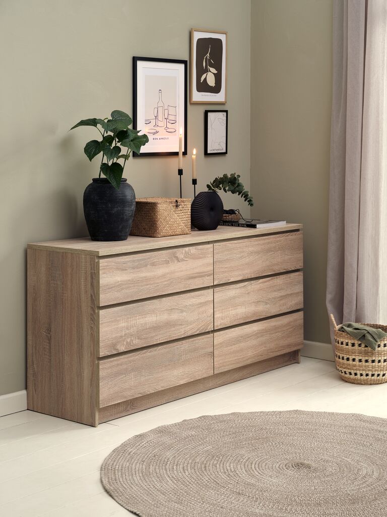 LIMFJORDEN Byrå LIMFJORDEN 3+3 lådor ljus ekfärgad