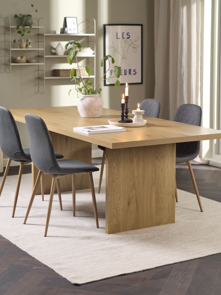 MUNKEBY + JONSTRUP MUNKEBY L220 bord varm ek + 4 JONSTRUP stol asfalt