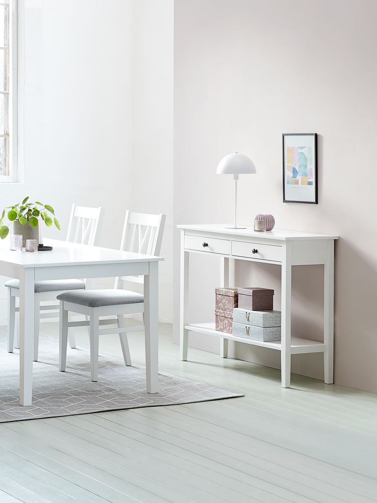 NORDBY Avlastningsbord NORDBY 40x110 2 lådor 1 hylla vit