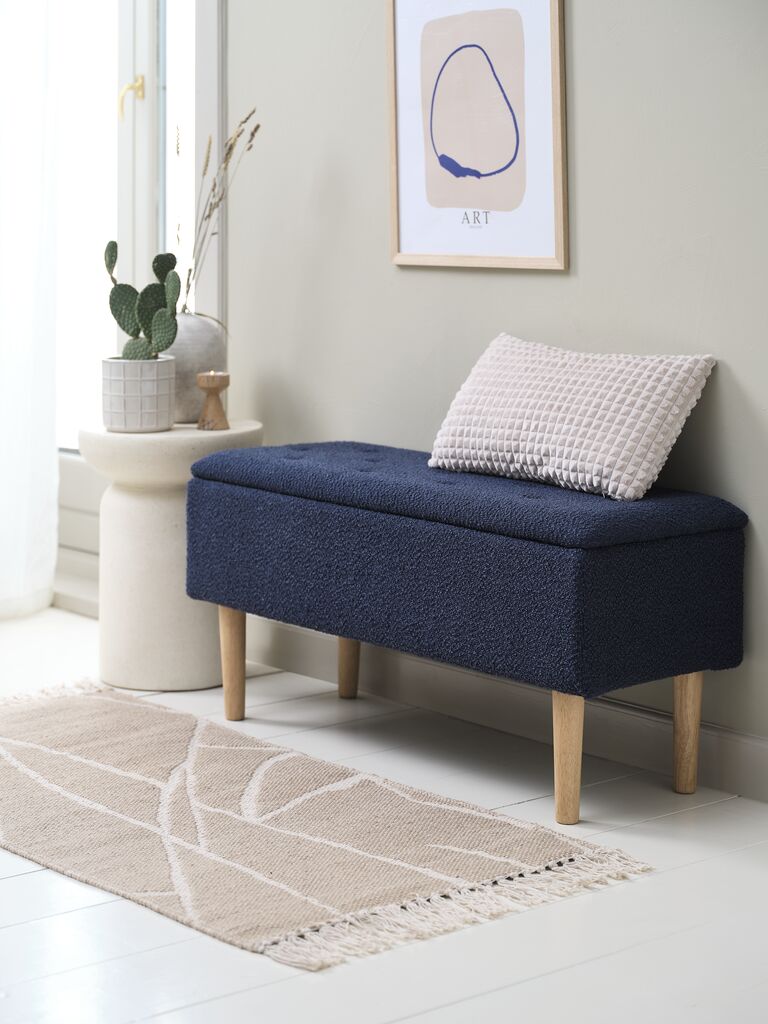 BADSTED Bänk BADSTED m/förvaring mörkblått tyg