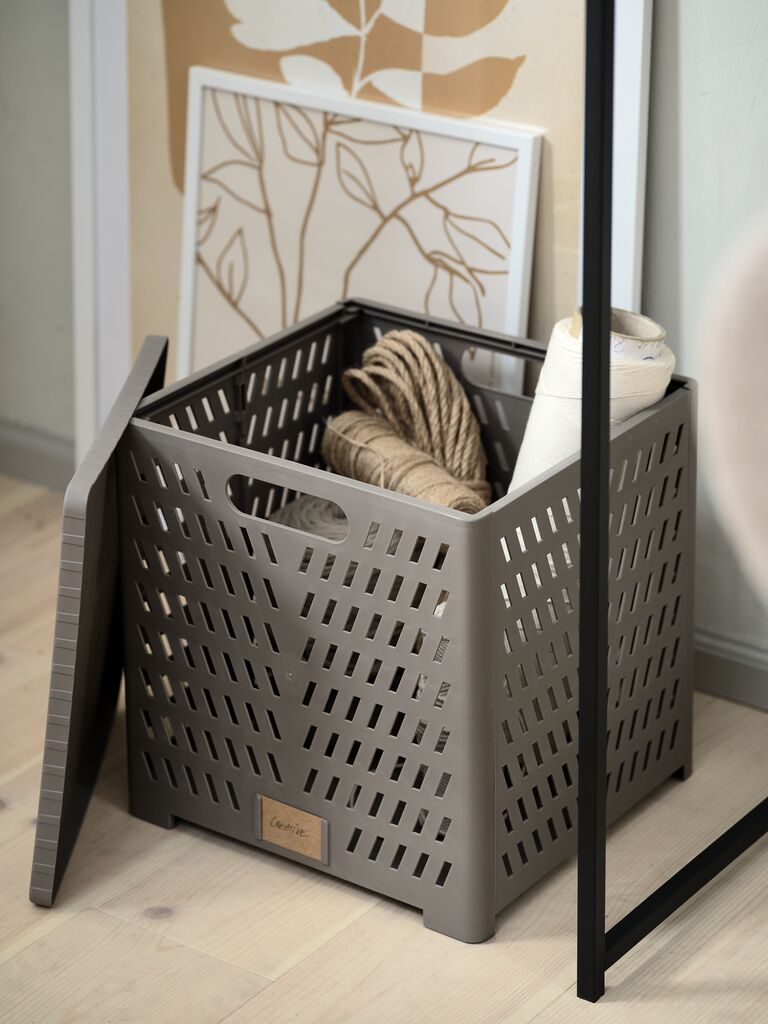 MILAS Korg MILAS B28xL30xH30cm m/lock hopfällbar grå