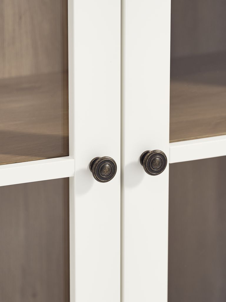 KIRKEBY Vitrinskåp KIRKEBY 2 dörrar vit/varm ekfärgat