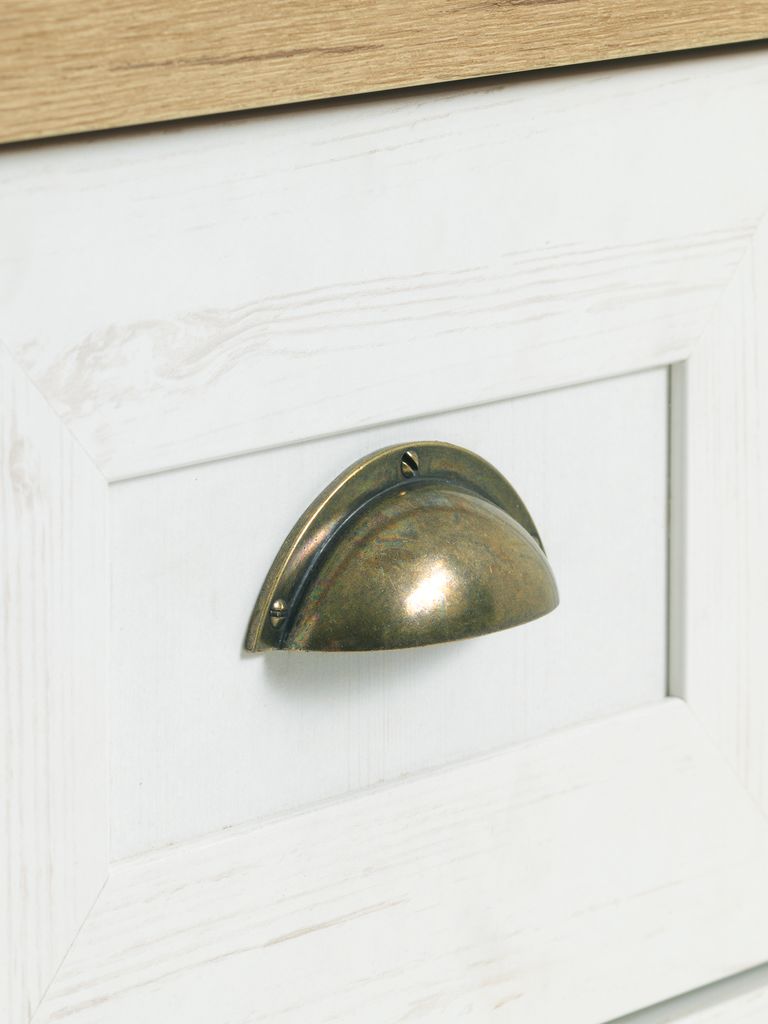 MARKSKEL Sängbord MARKSKEL 1 låda vit/natur vildekfärgat