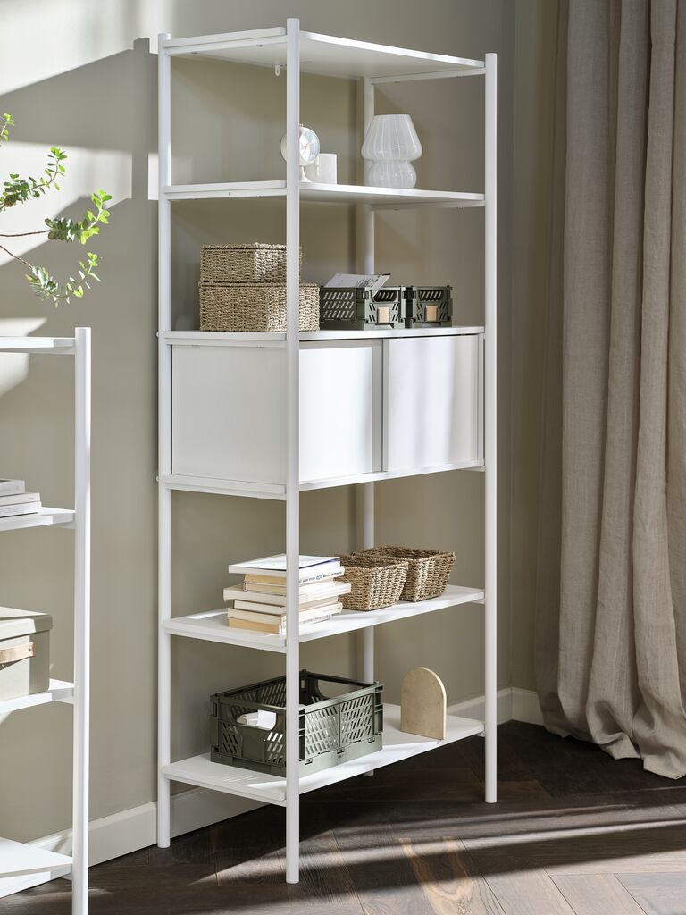 LINDVED Hyllenhet LINDVED 6 hyllor 2 dörrar vit