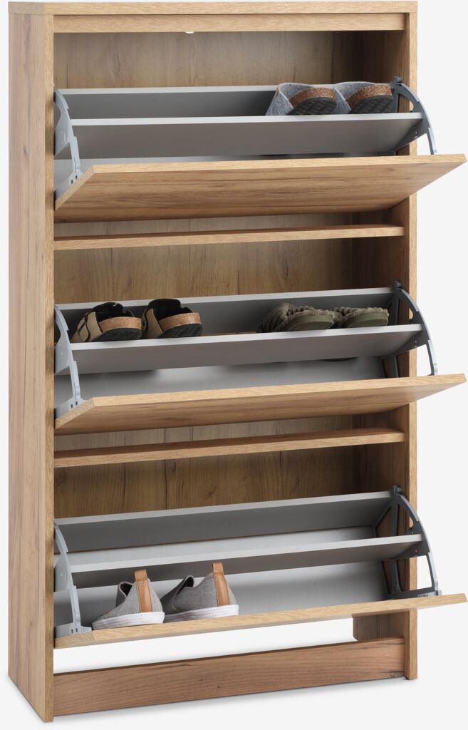 LIMFJORDEN Skoskåp LIMFJORDEN 3 fack natur vildekfärgat