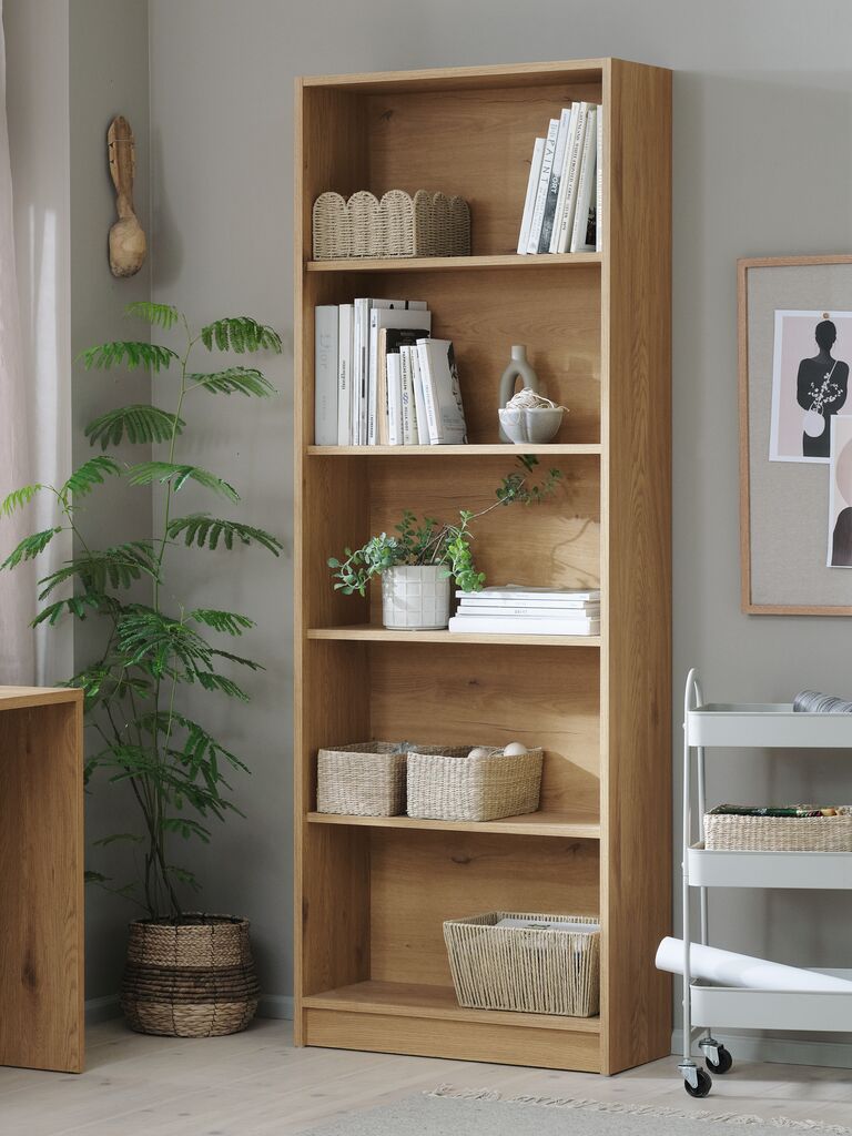 HORSENS Bokylla HORSENS 5 hyllor varm ekfärgad