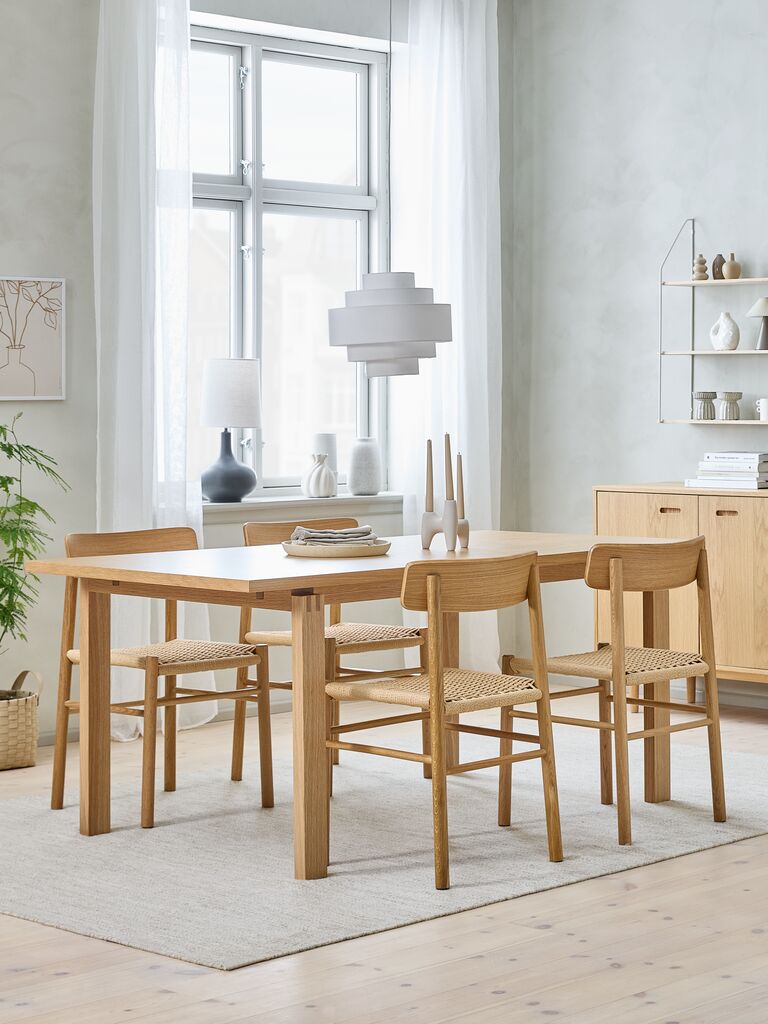 MEJLSKOV + ISLEV MEJLSKOV L180 bord natur ek + 4 ISLEV stol u/armstöd nat.ek