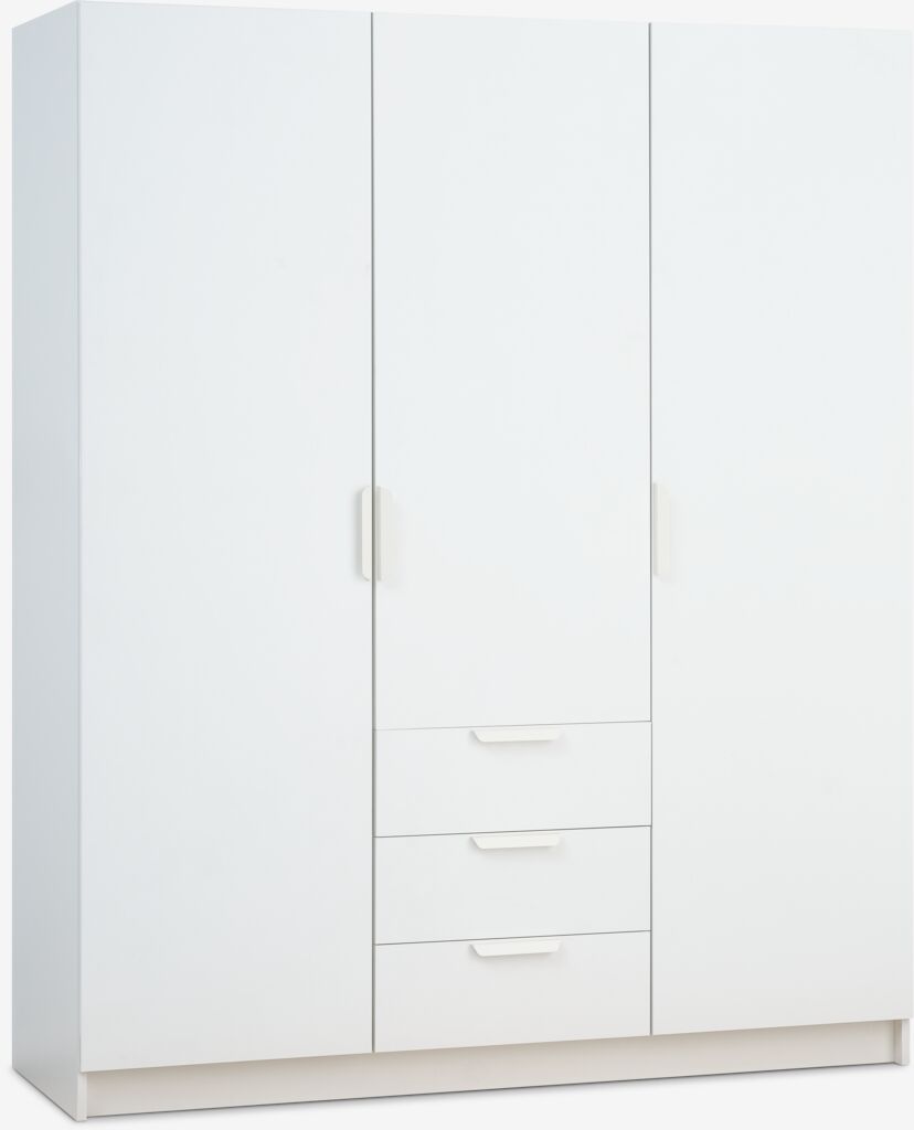 JENSLEV Garderob JENSLEV 144x176 3 dörrar 3 lådor vit