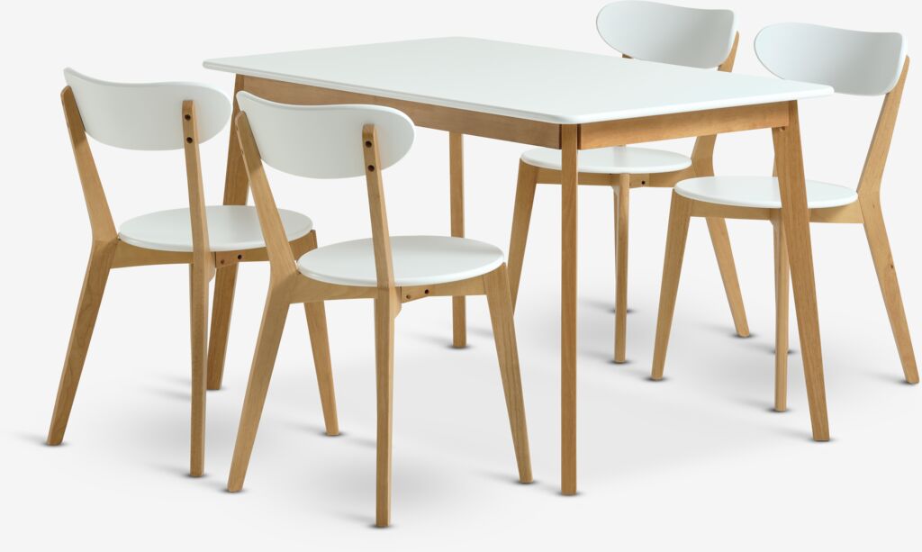 JEGIND JEGIND L130 bord vit + 4 JEGIND stol vit