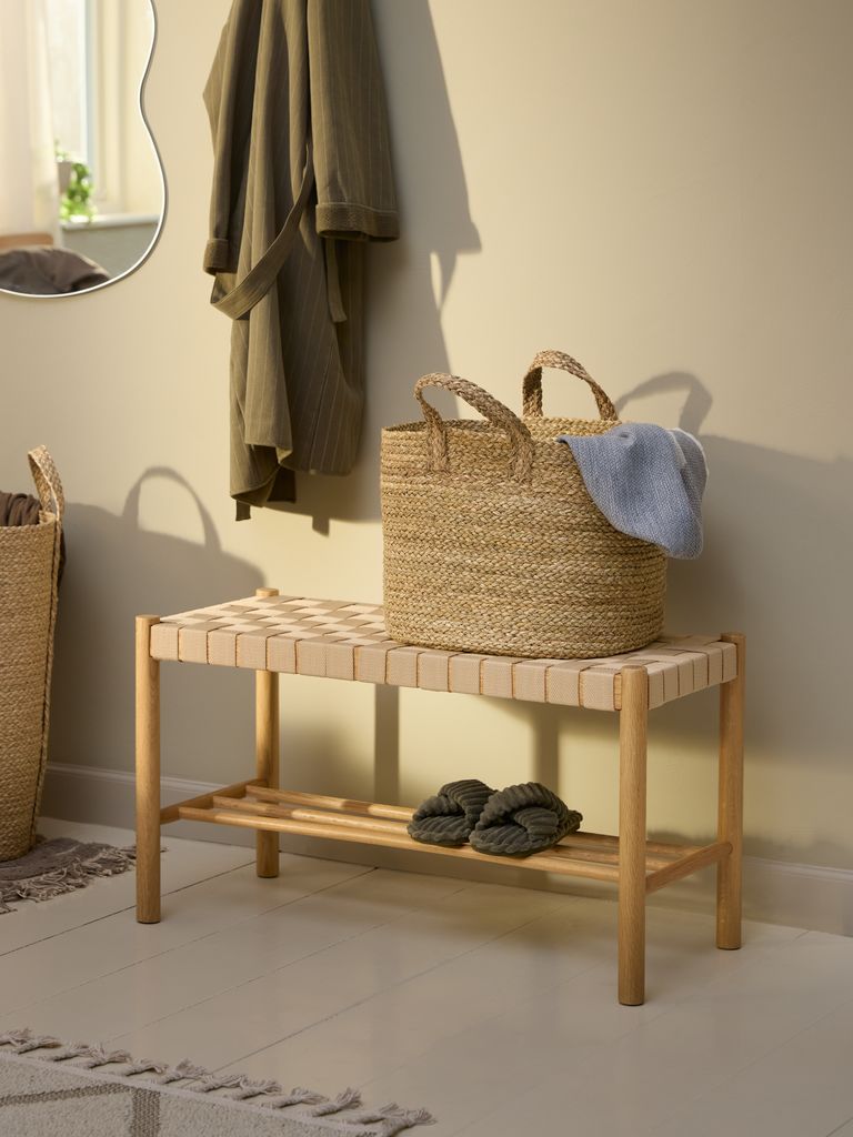 VADEHAVET Bänk VADEHAVET m/hylla natur ek/natur