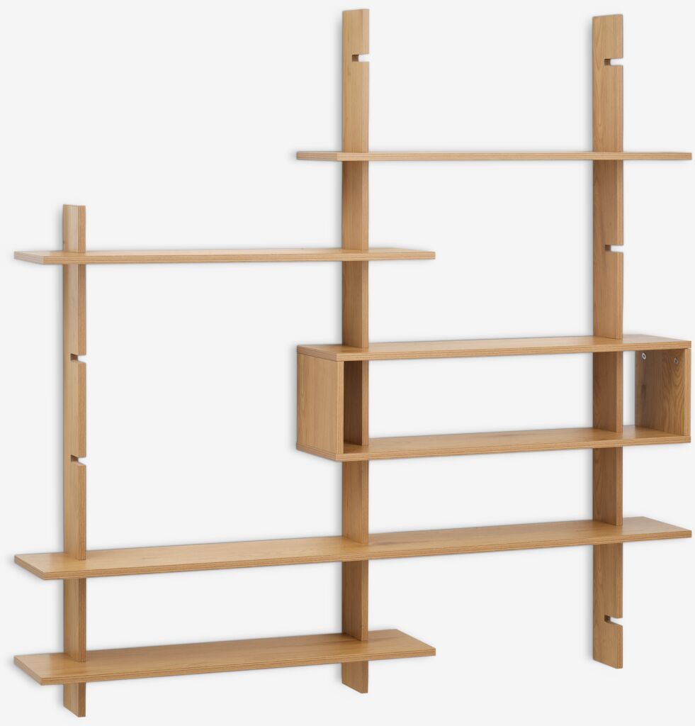 KARLEBY Hyllsystem KARLEBY 6 justerbara hyllor varm ekfärgat