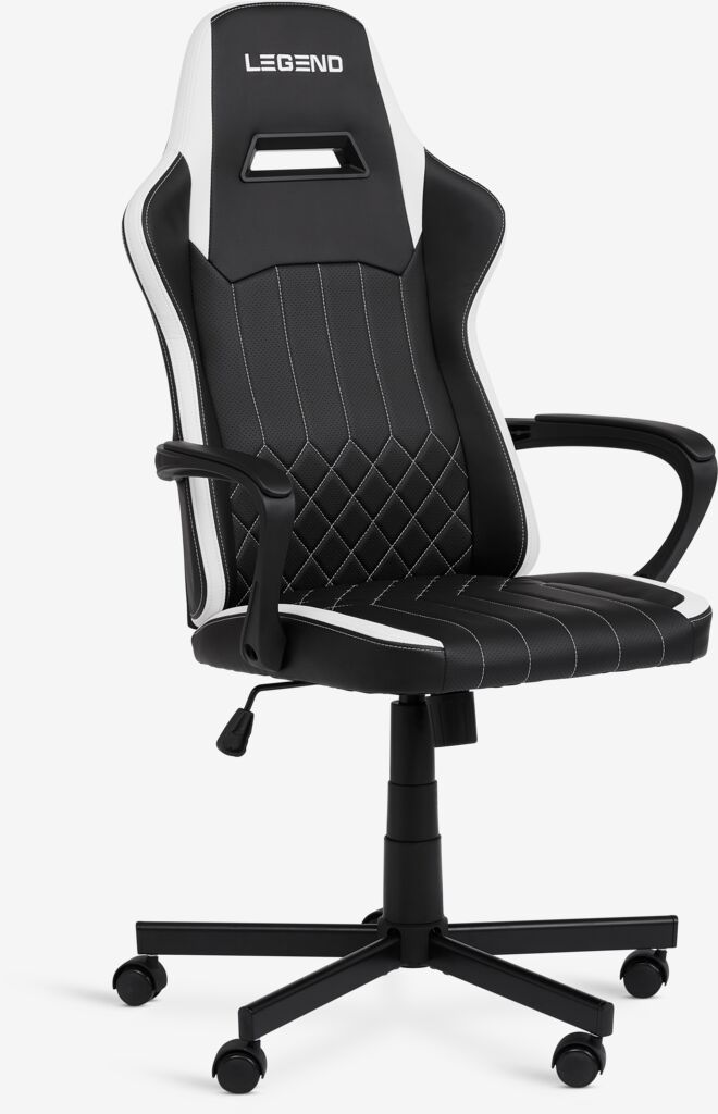 LERBJERG Gamingstol LERBJERG svart/vitt konstläder