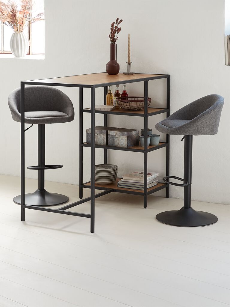 TAULOV Barstol TAULOV grått tyg/svart