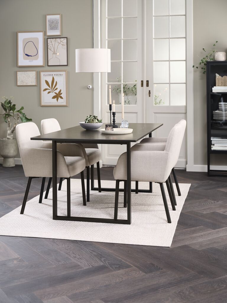 MOSELUND + SOTTRUP MOSELUND L180 bord keramik + 4 SOTTRUP stol beige/svart