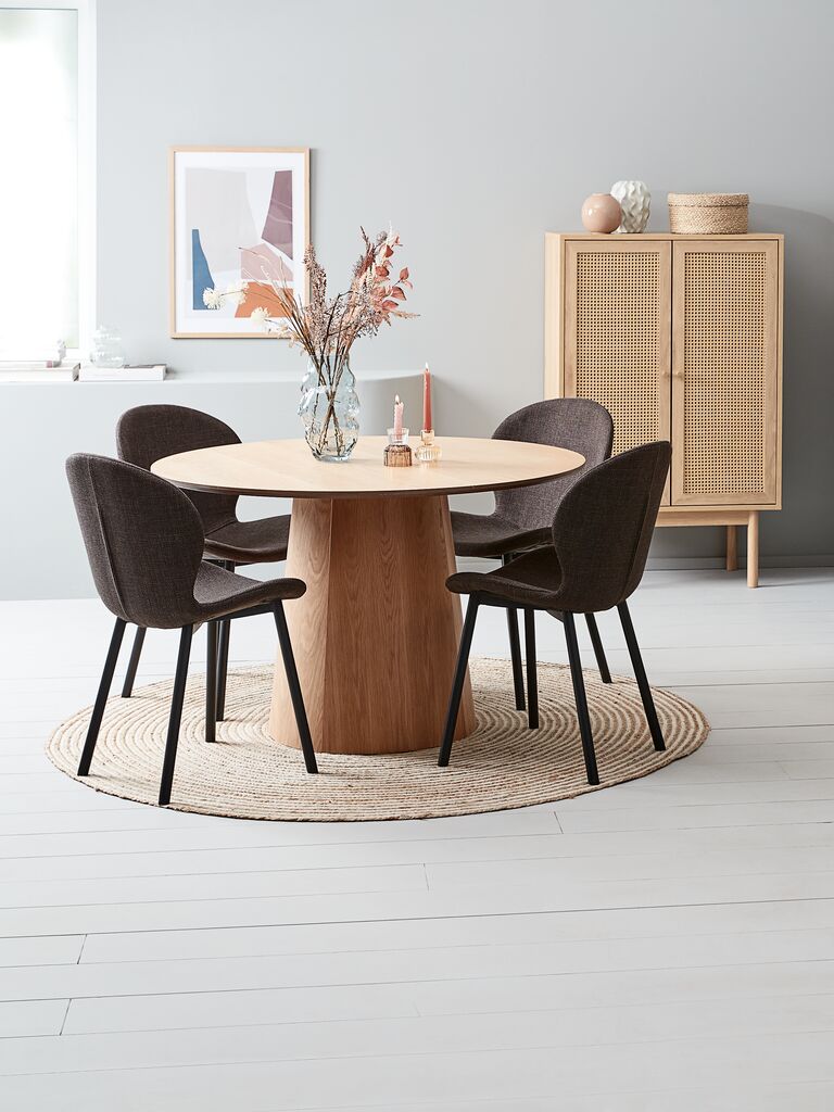 GEVNINGE Matstol GEVNINGE mörkbrunt tyg/svart