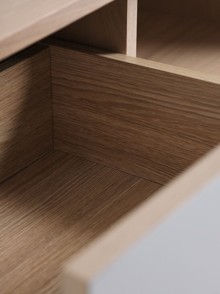 EGEBJERG Skänk EGEBJERG 1 dörr 2 lådor grå/ljus ek